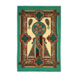 Celtic Panels Cotton Tea Towel in Green