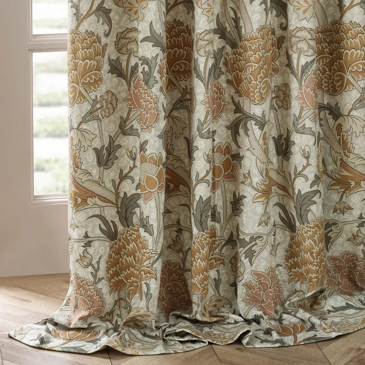 Cray Tape Top Pencil Pleat Curtains by Morris & Co