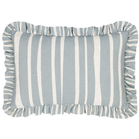 Carmon Stripe Cushion Cover / Filled Cushion 16" x 24" (40cm x 60cm) - Linen / Blue