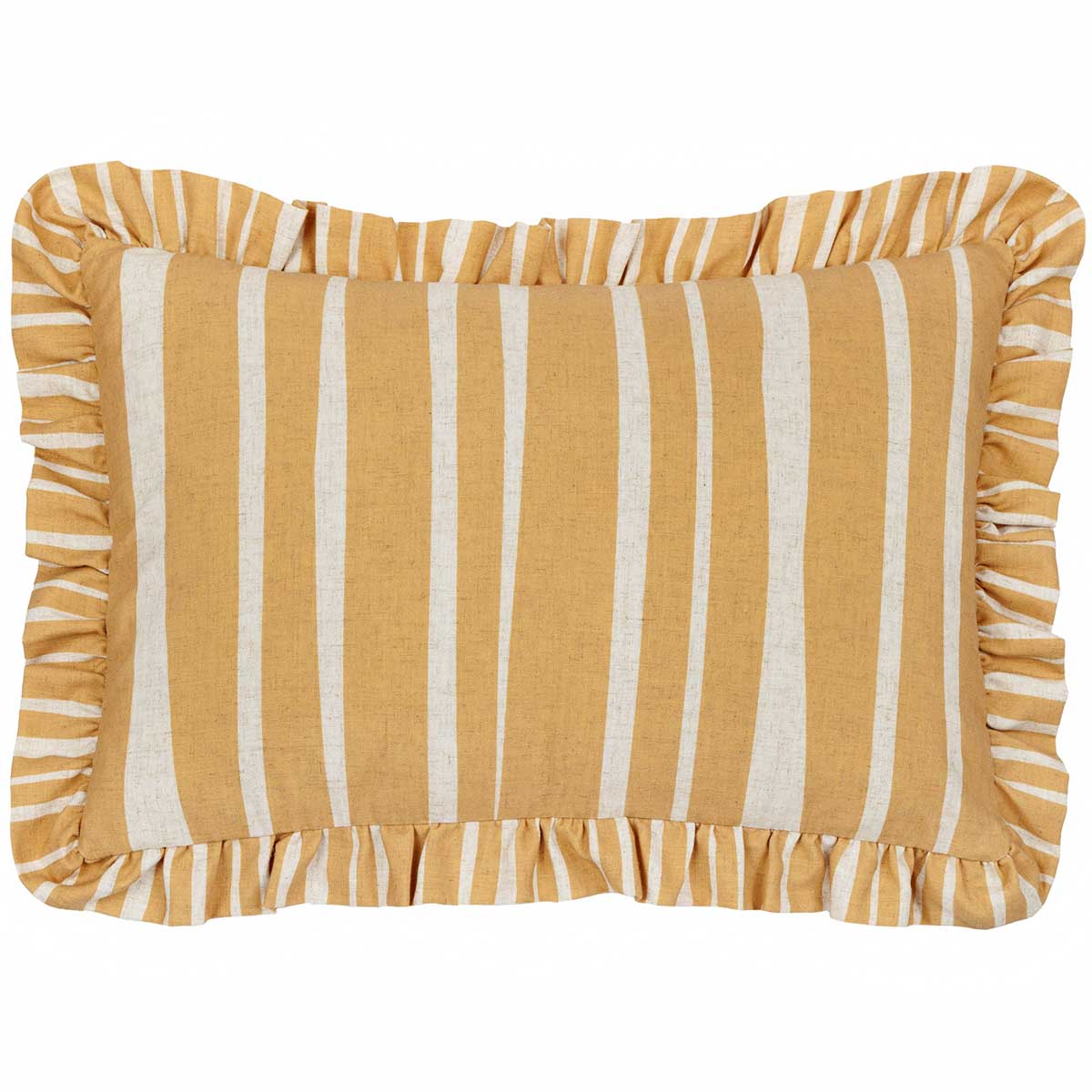 Carmon Stripe Cushion Cover / Filled Cushion 16" x 24" (40cm x 60cm) - Linen / Ochre