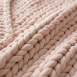 Cable Knit Pink Throw Blanket 127cm x 152cm-1