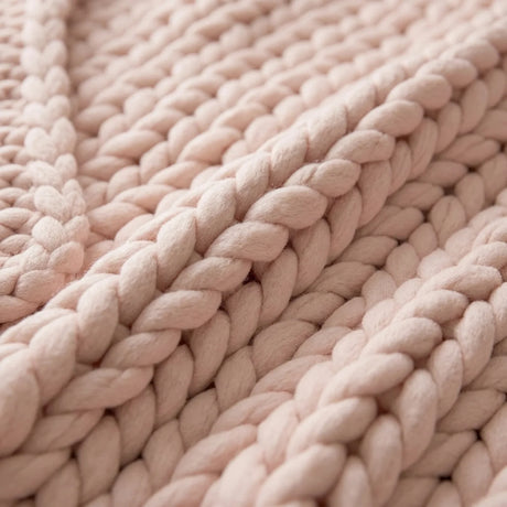 Cable Knit Pink Throw Blanket 127cm x 152cm-1