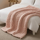 Cable Knit Pink Throw Blanket 127cm x 152cm-3