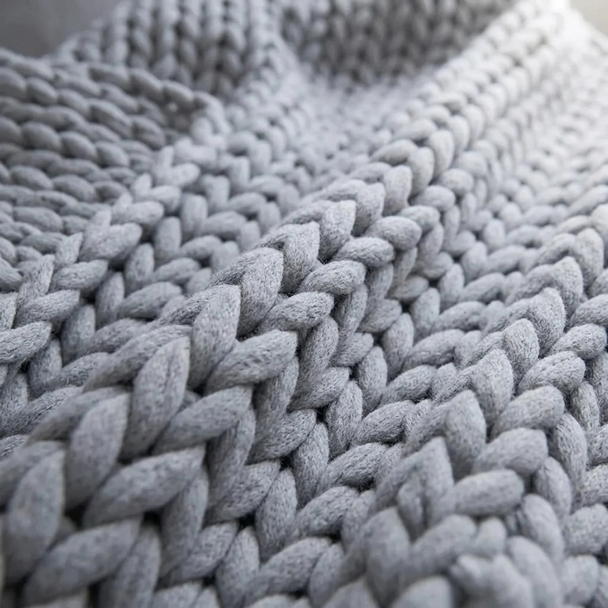 Cable Knit Silver Grey Throw Blanket 127cm x 152cm-1