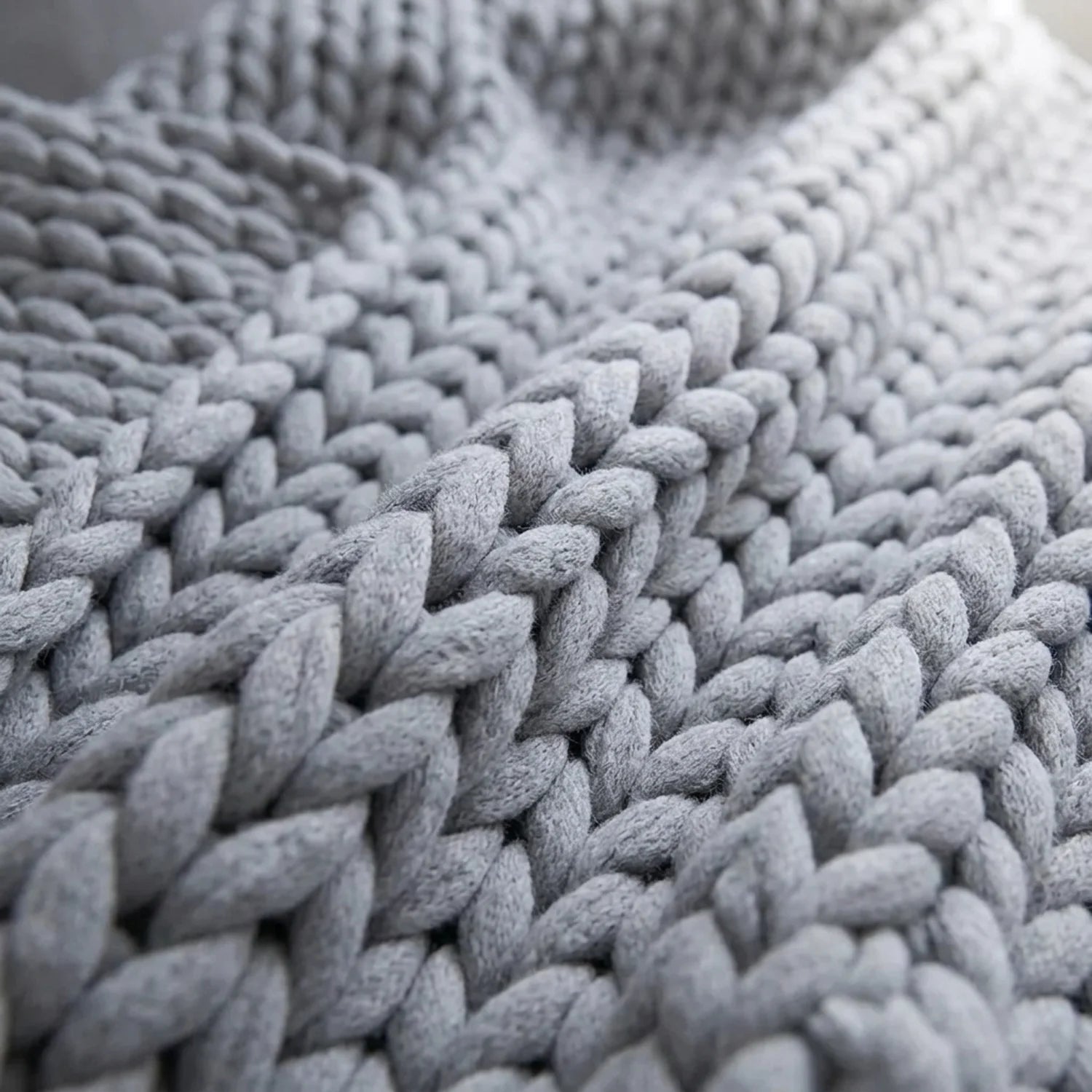 Cable Knit Silver Grey Throw Blanket 127cm x 152cm-1
