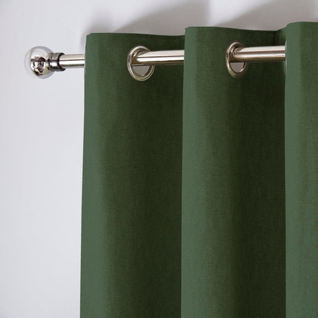 Cannes Lined Blackout Eyelet Curtains - Bottle Green Thermal Light Filtering - Cannes Eyelet Curtains In Bottle Green 2