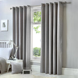 Cannes Lined Blackout Eyelet Curtains - Silver Thermal Light Filtering