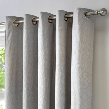 Cannes Lined Blackout Eyelet Curtains - Silver Thermal Light Filtering - Cannes Eyelet Curtains In Silver 2