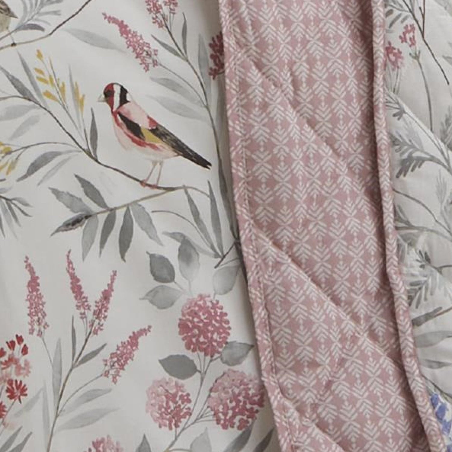 Caraway Floral Quilted Bedspread Green Pink 230cm x 200cm - Caraway Bedspread In Pink 200 X 230Cm 3