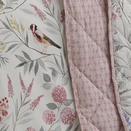 Caraway Floral Quilted Bedspread Green Pink 230cm x 200cm - Caraway Bedspread In Pink 200 X 230Cm 3