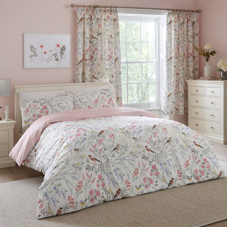 Caraway Floral Polycotton Duvet Cover Set - Pink