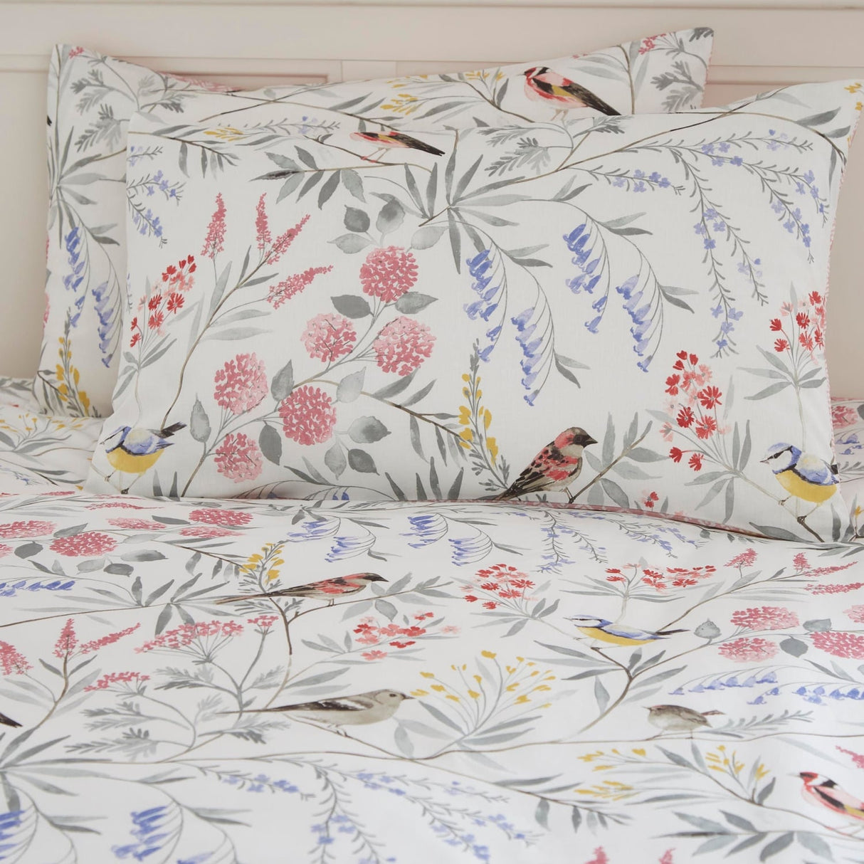 Caraway Floral Polycotton Duvet Cover Set - Pink - Caraway Duvet Cover Set In Pink 3