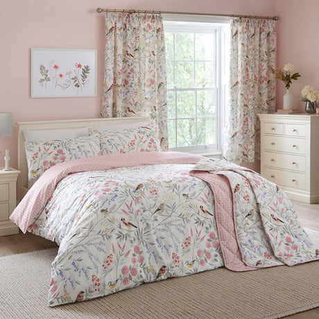 Caraway Floral Polycotton Duvet Cover Set - Pink - Caraway Duvet Cover Set In Pink 5