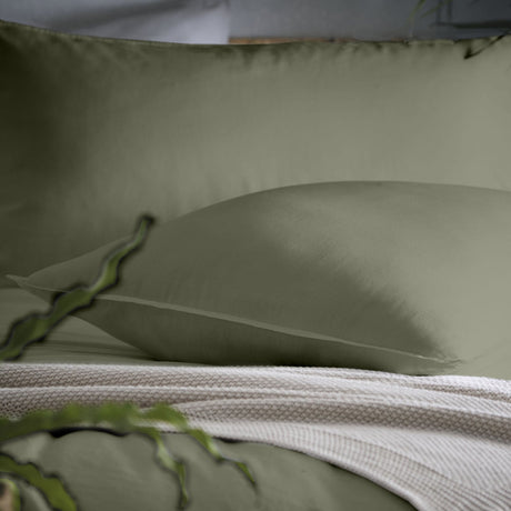 Cassia Cotton Duvet Cover Set - Khaki - Cassia Duvet Cover Set In Khaki 4