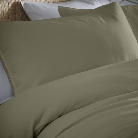 Cassia Cotton Duvet Cover Set - Khaki - Cassia Duvet Cover Set In Khaki 5
