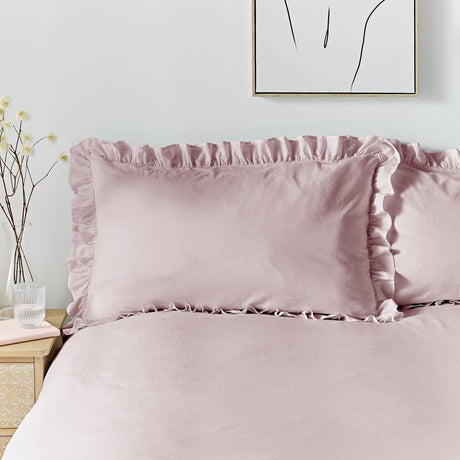 Cassia Frill 100% Cotton Duvet Cover Set - Lavender - Cassia Frill Duvet Cover Set In Lavender 2