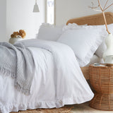 Cassia Frill 100% Cotton Duvet Cover Set - White - Cassia Frill Duvet Cover Set In White 2