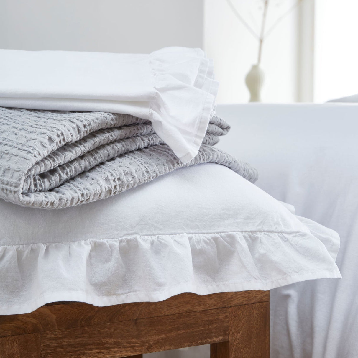 Cassia Frill 100% Cotton Duvet Cover Set - White - Cassia Frill Duvet Cover Set In White 4