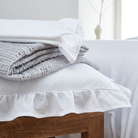 Cassia Frill 100% Cotton Duvet Cover Set - White - Cassia Frill Duvet Cover Set In White 4
