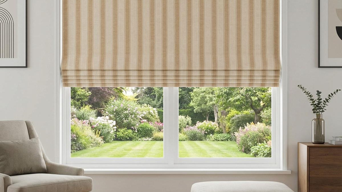 Castelli ­Stripe Made to Measure Roman Blind Natural