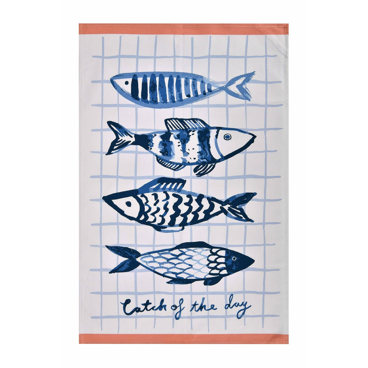 Catch of the Day 100% Cotton Tea Towel Orange