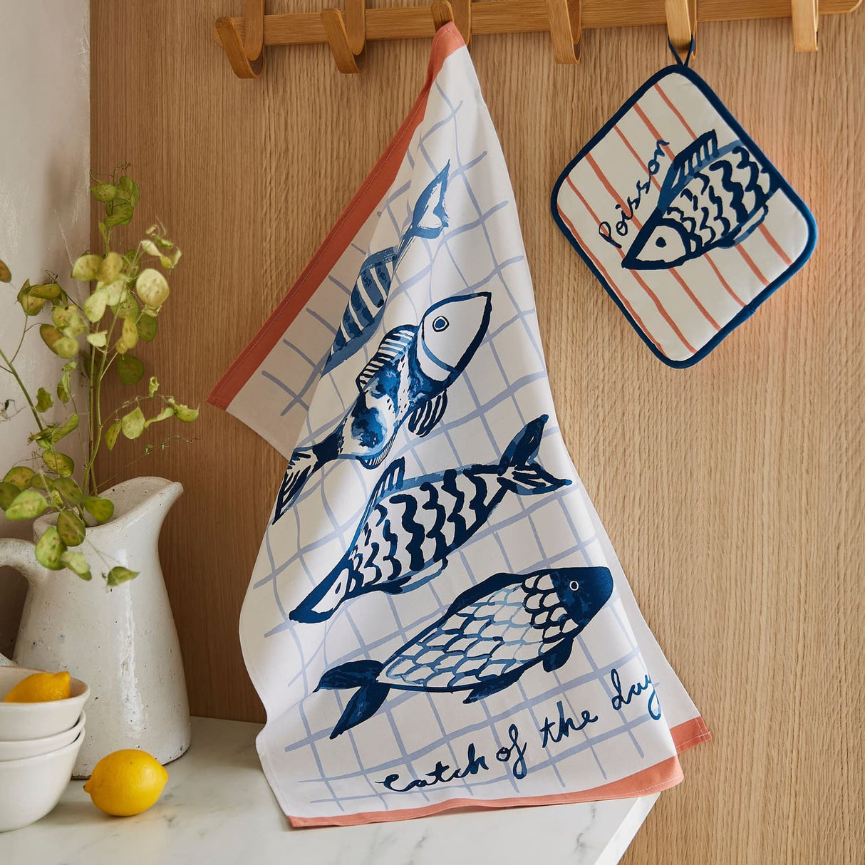 Catch of the Day 100% Cotton Tea Towel Orange - Catch Of The Day Cotton Tea Towel In Orange 2