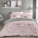 Cats Reversible Polycotton Duvet Cover Set - Blush