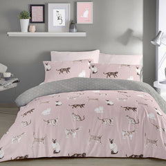 Cats Reversible Blush Duvet Cover Bedding Set