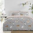 Cats Reversible Polycotton Duvet Cover Set - Grey