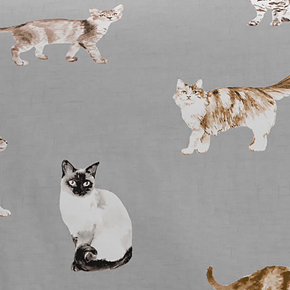 Cats Reversible Polycotton Duvet Cover Set - Grey - Cats Duvet Cover Set In Grey 3