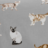 Cats Reversible Polycotton Duvet Cover Set - Grey - Cats Duvet Cover Set In Grey 3