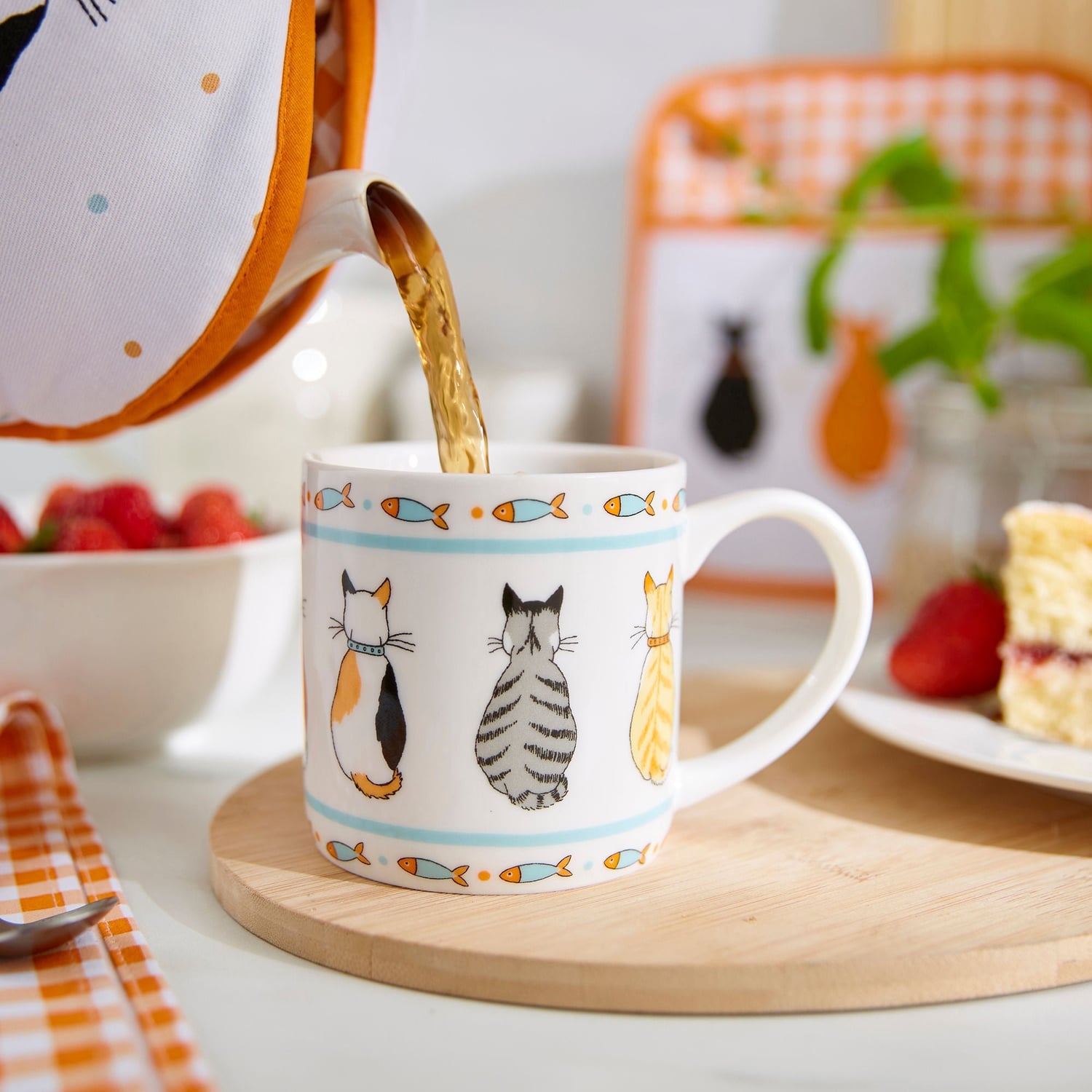 Ulster Weavers Cats In Waiting Bone China Mug - Cats In Waiting 2026 Bone China Mug In Orange 2