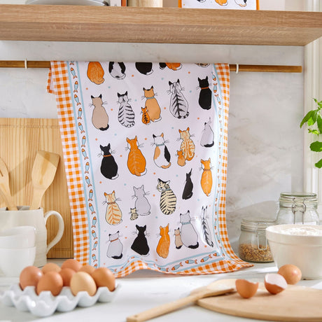 Ulster Weavers Cats in Waiting 100% Cotton Tea Towel - Cats In Waiting 2026 Cotton Tea Towel In Orange 2