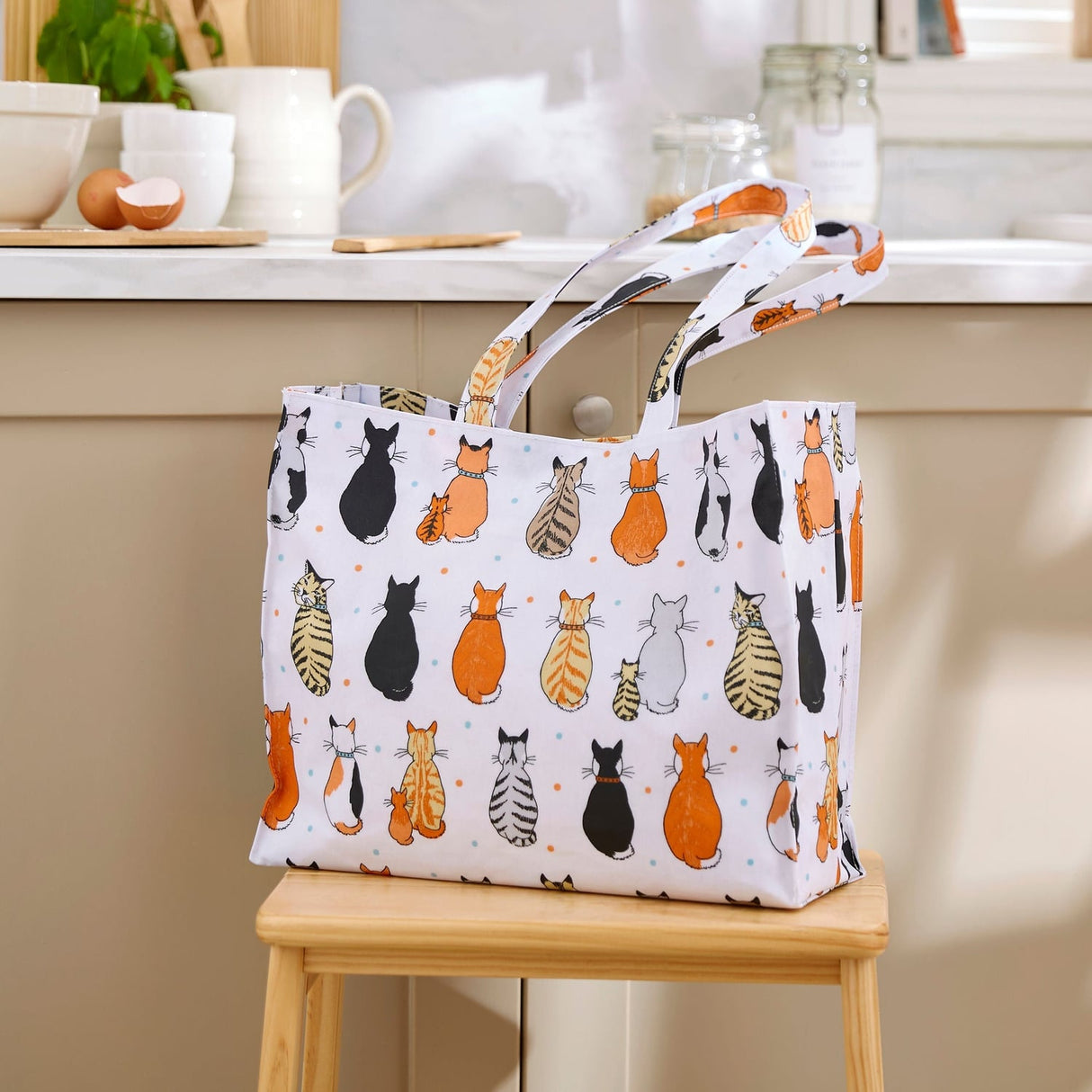 Ulster Weavers Cats In Waiting Foldable Tote Bag - Cats In Waiting 2026 Shoulder Bag Pvc In Orange 2