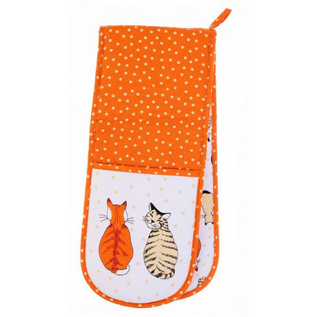 Ulster Weavers Cats in Waiting 100% Cotton Double Oven Glove - Cats In Waiting Double Oven Glove In Orange 2
