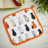 Ulster Weavers Cats in Waiting 100% Cotton Pot Mat - Cats In Waiting Pot Mat In Orange 2