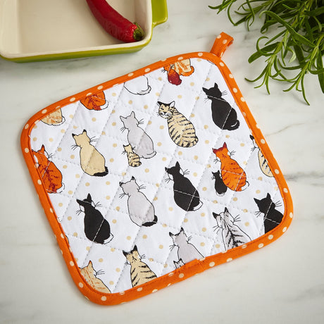 Ulster Weavers Cats in Waiting 100% Cotton Pot Mat - Cats In Waiting Pot Mat In Orange 2