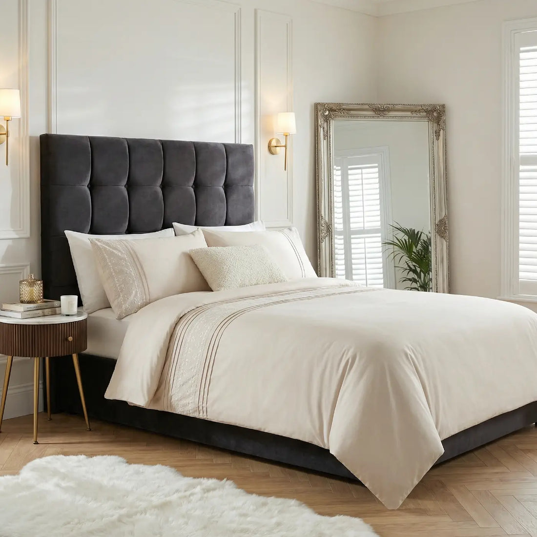 Charlotte Embroidered Polycotton Duvet Cover Set