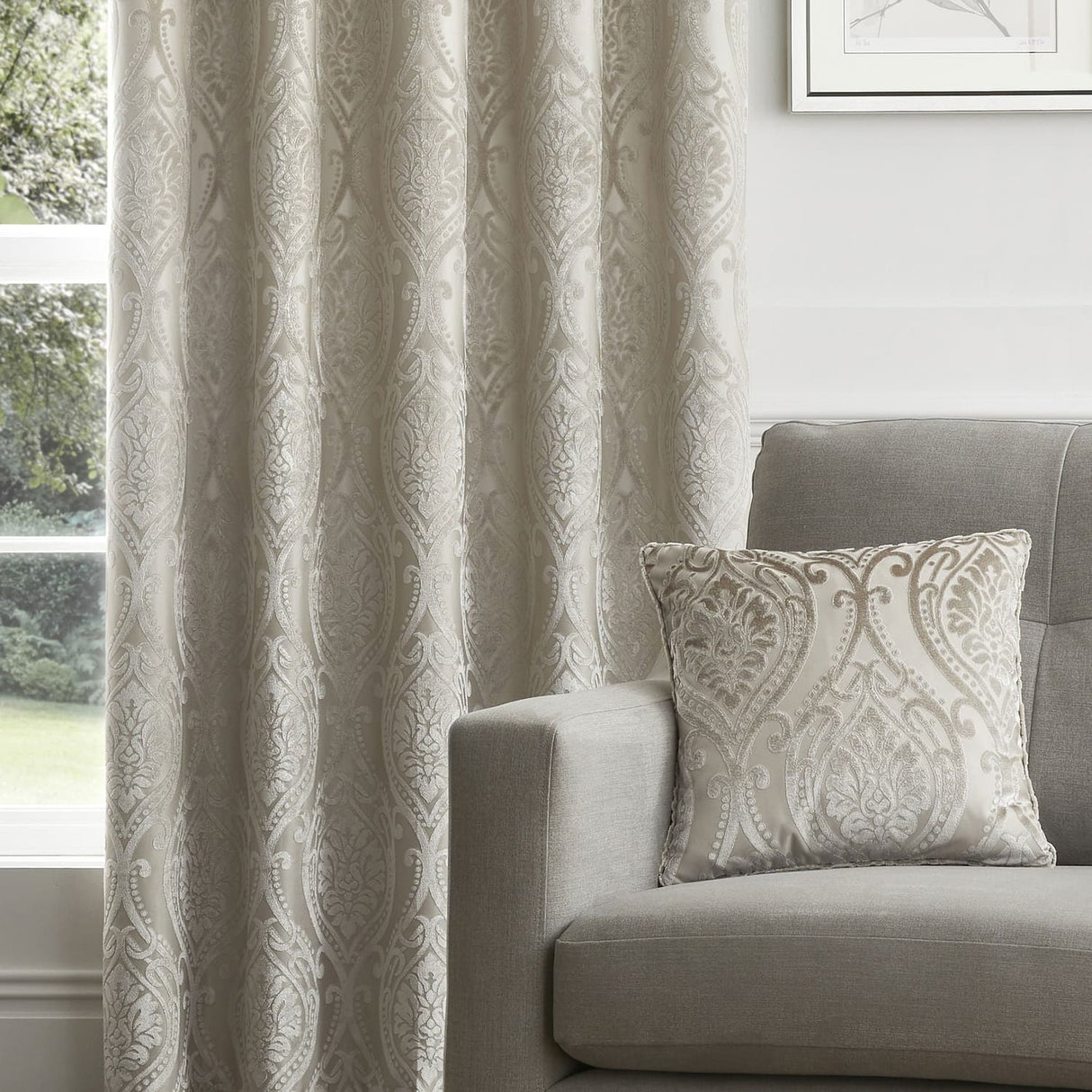 Chateau Jacquard Cushion Cover 43cm x 43cm (17" x 17") - Natural - Chateau Cushion In Natural 43 X 43Cm 3