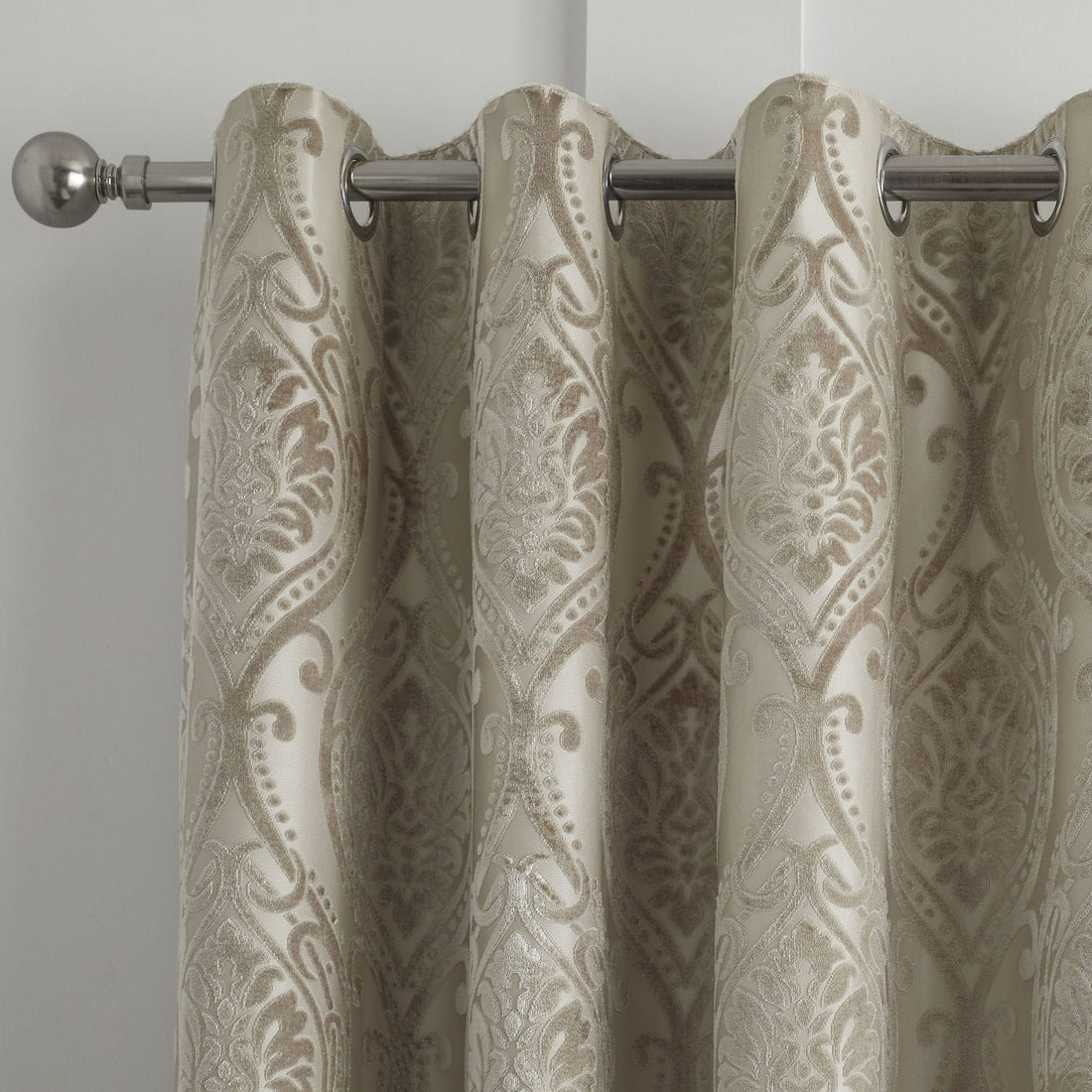 Chateau Jacquard Natural Eyelet Curtains