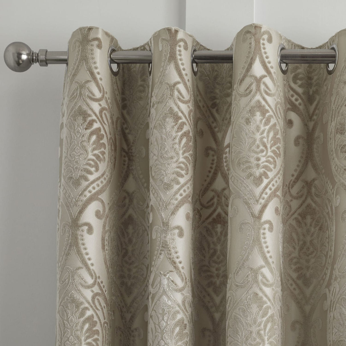 Chateau Jacquard Eyelet Curtains Light Filtering - Natural