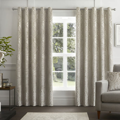 Chateau Jacquard Eyelet Curtains Light Filtering - Natural - Chateau Eyelet Curtains In Natural 2