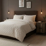 Check Teddy Cream Fleece Duvet Cover Bedding Set-1