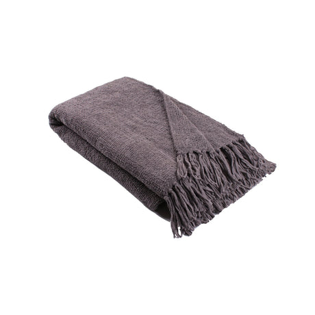Textured Chenille Cosy Soft Woven Throw – Charcoal – 130cm x 180cm - Chenille Throw In Charcoal 130 X 180Cm 2
