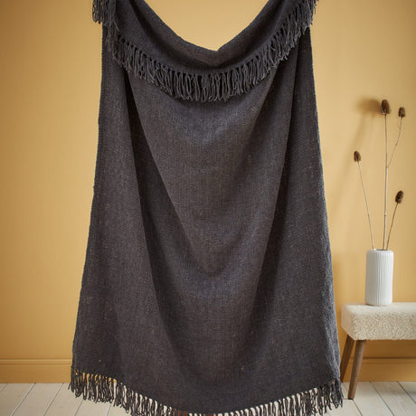 Textured Chenille Cosy Soft Woven Throw – Charcoal – 130cm x 180cm - Chenille Throw In Charcoal 130 X 180Cm 3