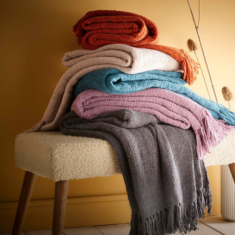 Textured Chenille Cosy Soft Woven Throw – Charcoal – 130cm x 180cm - Chenille Throw In Charcoal 130 X 180Cm 4