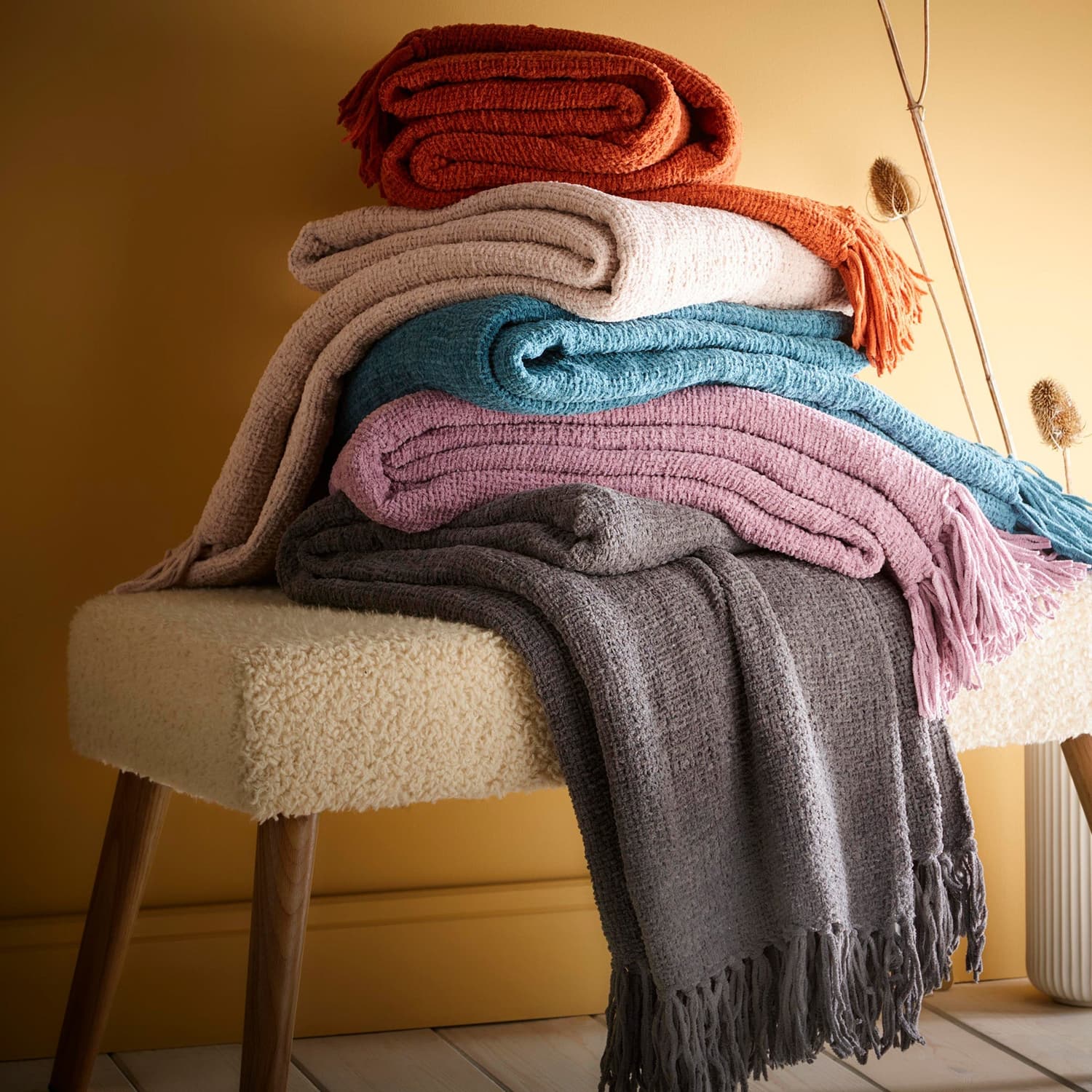 Textured Chenille Cosy Soft Woven Throw – Heather – 130cm x 180cm - Chenille Throw In Heather 130 X 180Cm 4