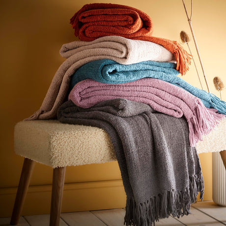 Textured Chenille Cosy Soft Woven Throw – Teal – 130cm x 180cm - Chenille Throw In Teal 130 X 180Cm 4