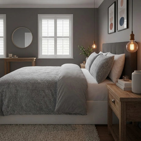 Chevron Teddy Silver Grey Fleece Duvet Cover Bedding Set-1