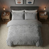 Chevron Teddy Silver Grey Fleece Duvet Cover Bedding Set-4